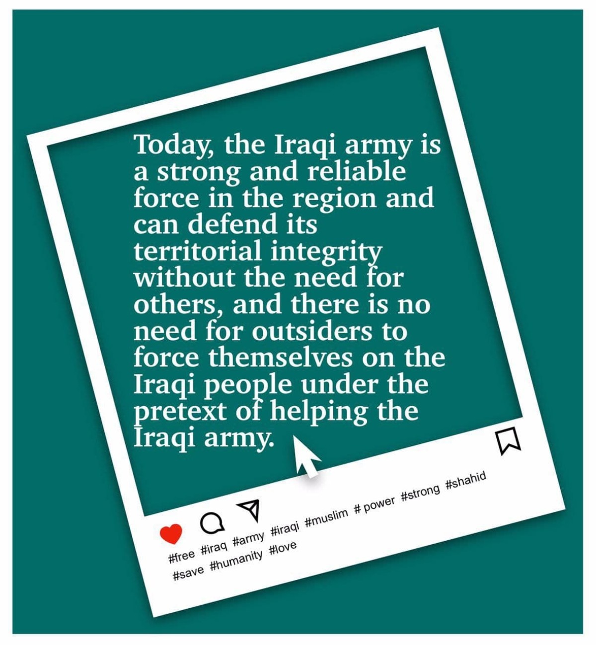 Today, the Iraqi army is a strong and reliable force in the region