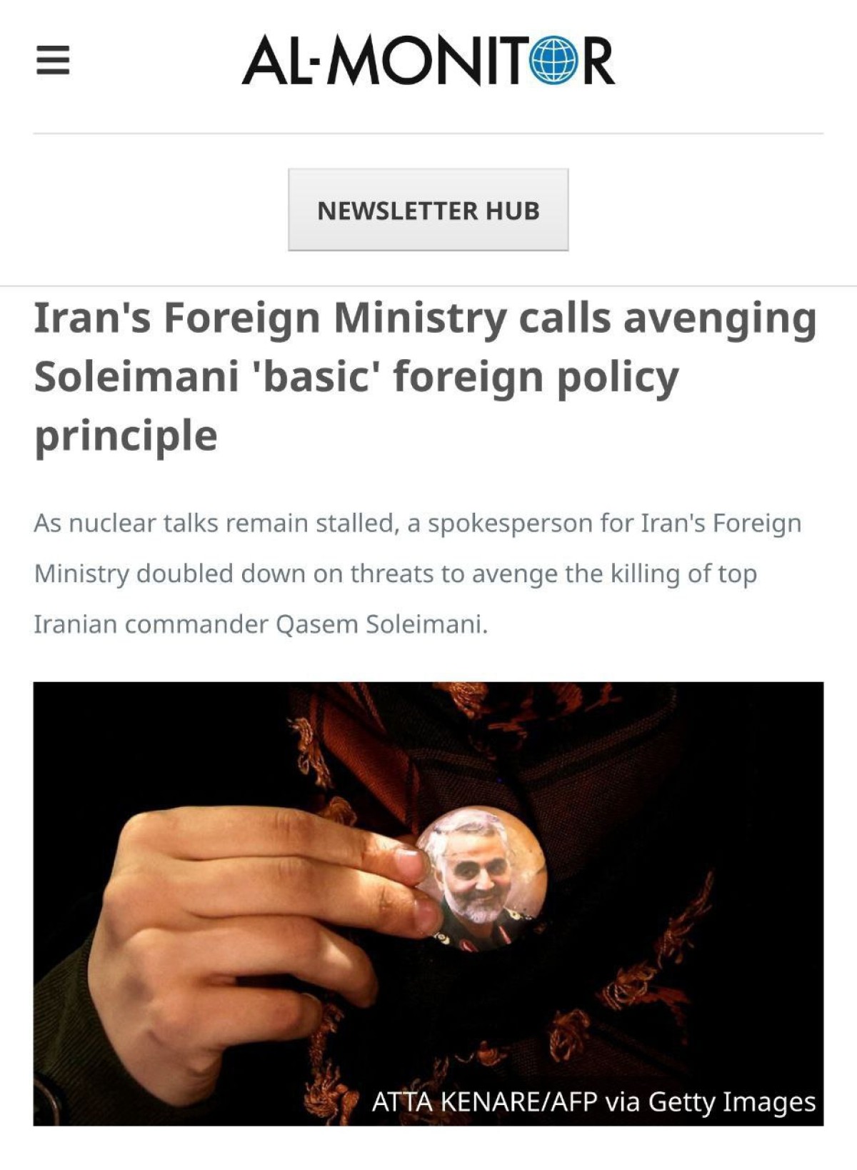  Iran’s foreign minister has declared that revenge for General Soleimani’s killers is the “fundamental and definitive principle” of the Islamic Republic’s policies.