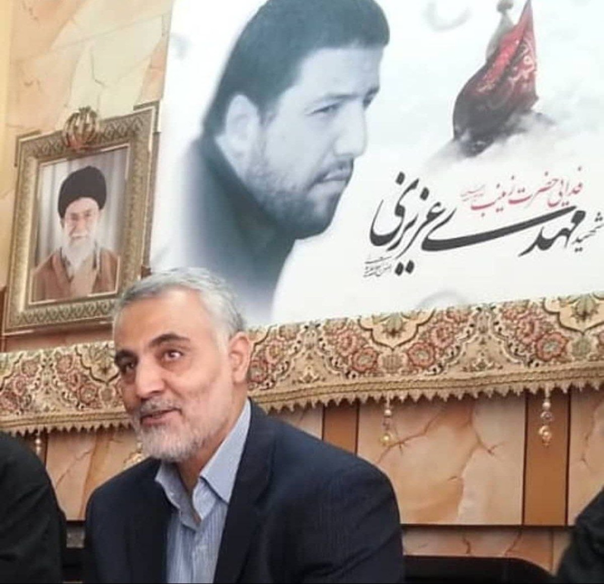 Martyr Haj Qasem Soleimani meets with The Martyr’s  defender of The Shrine of Mehdi Azizi