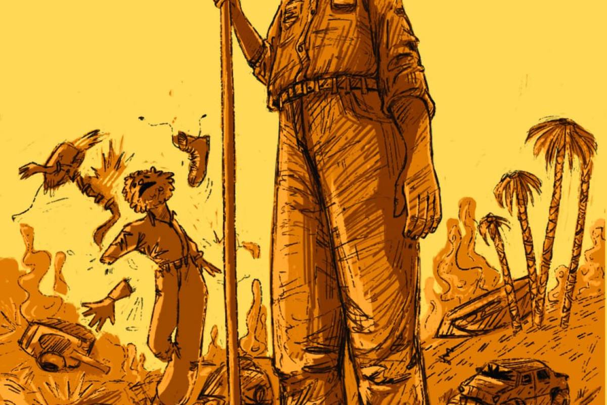 The mighty hero with the banner of victory